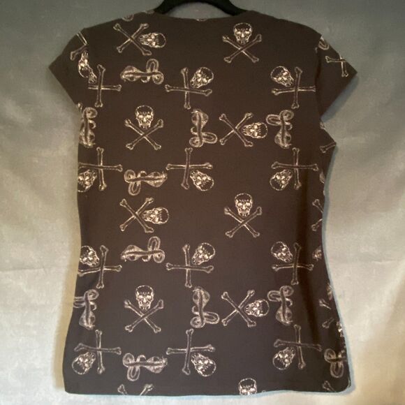 Switchblade Stiletto Skull Print Pinup Top - Size XL, Punk Rock Style - Picture 4 of 4